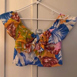 Zara Women's Floral Off-Shoulder Cropped Top - Multicolor